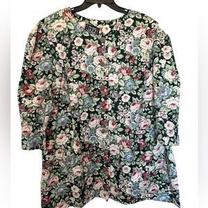 Vintage More Jazz Floral Gold Button Front Cottagecore Blazer 24W/P